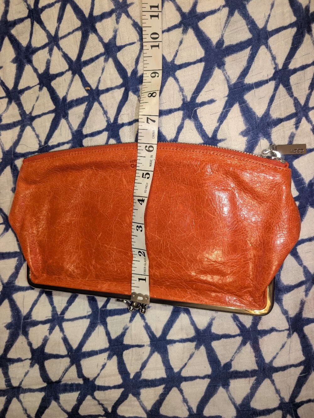 Hobo International Orange Leather Double Kiss Lock Bifold Wallet Clutch Purse - Picture 14 of 14